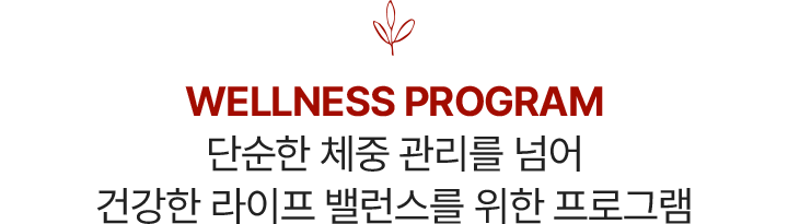 WELLNESS PROGRAM 단순한 체중 관리를 넘어 건강한 라이프 밸런스를 위한 프로그램 